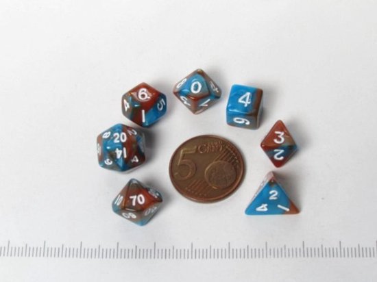 Afbeelding van het spel Fairydice Mini polydice set - Orange/Blue