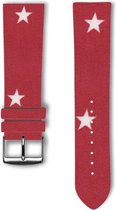100% katoenen horlogeband met leder (achterzijde) Red Star 22 mm