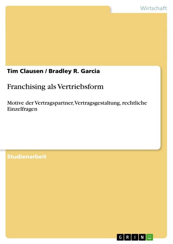 Franchising als Vertriebsform - cover