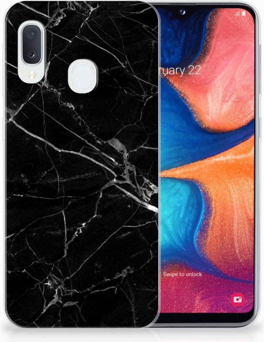 Samsung Galaxy A20e TPU Siliconen Hoesje Marmer Zwart - Origineel Cadeau Vader