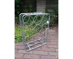 Wijnrek met handvat - Metaal - 12 flessen - 36 x 15,5 x 48 cm