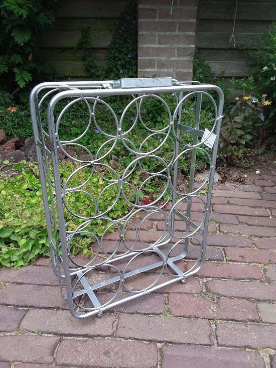 Wijnrek met handvat - Metaal - 12 flessen - 36 x 15,5 x 48 cm