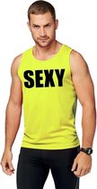 Neon geel sport shirt/ singlet Sexy heren XL