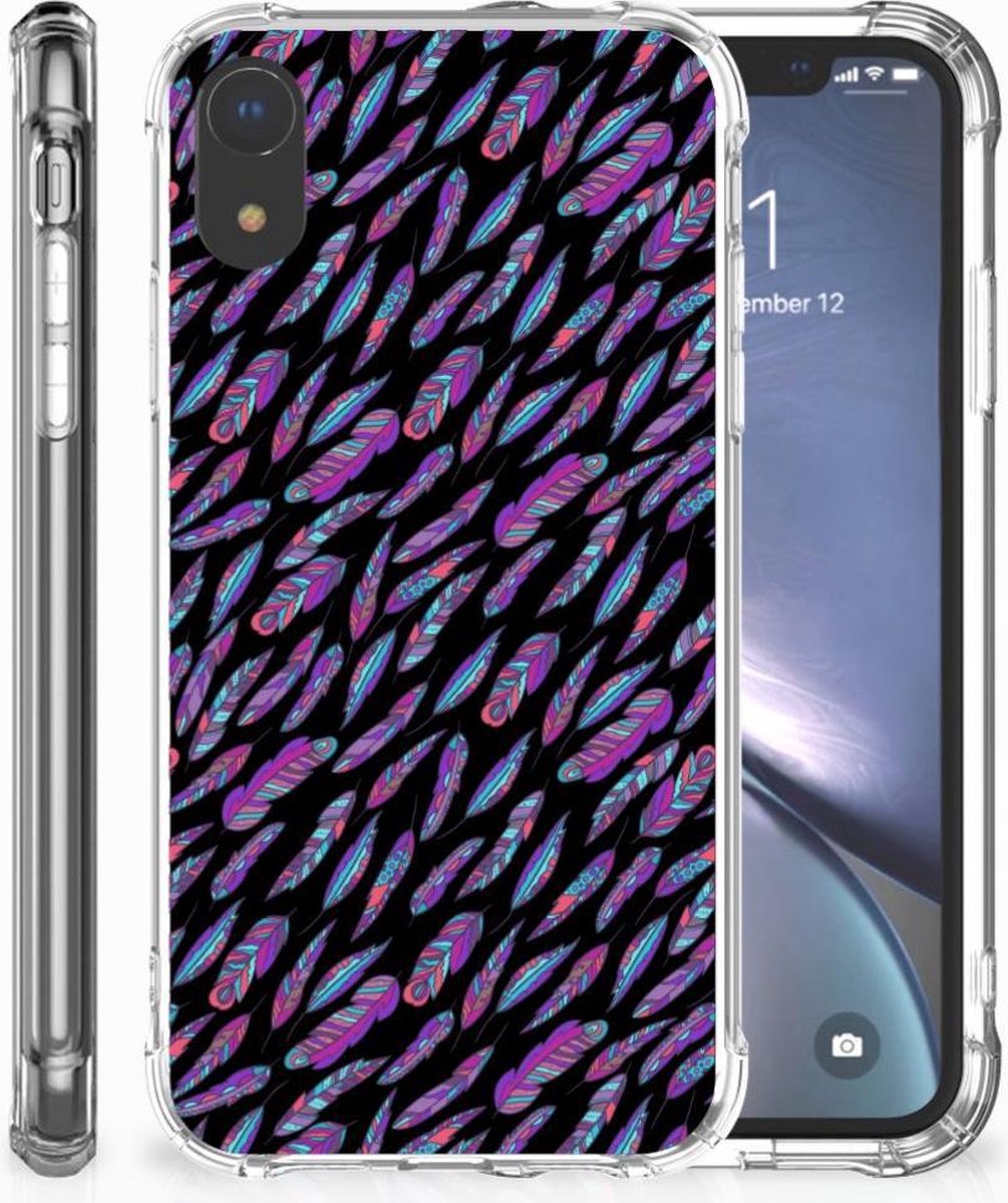 Apple iPhone Xr Doorzichtige Silicone Hoesje Feathers Color
