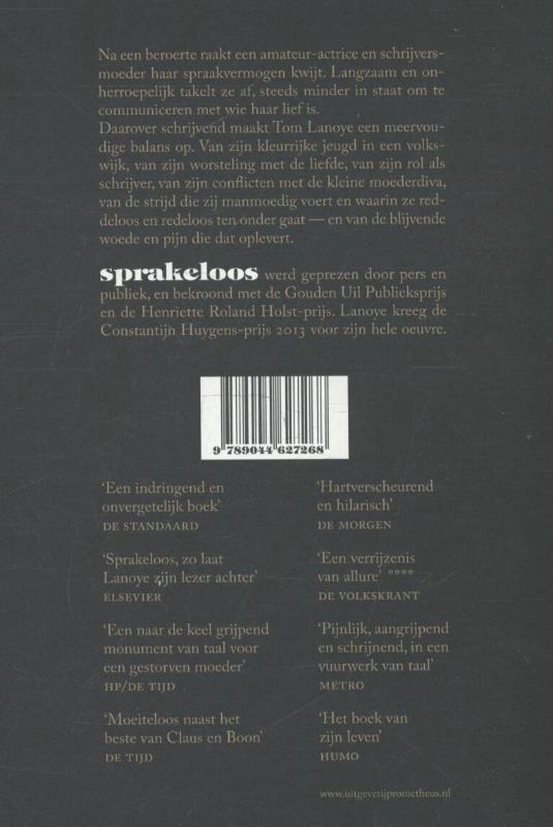 Sprakeloos - back cover