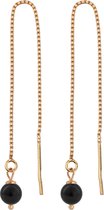 ARLIZI 1055 Doortrekoorbellen Parel - Dames - 925 Zilver Roséverguld - 6 cm - Zwart