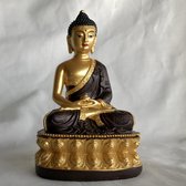 Amitabha Boeddha beeld  goud/bruin 8.5x6x13.5cm handgemaakt Echt ambacht.
