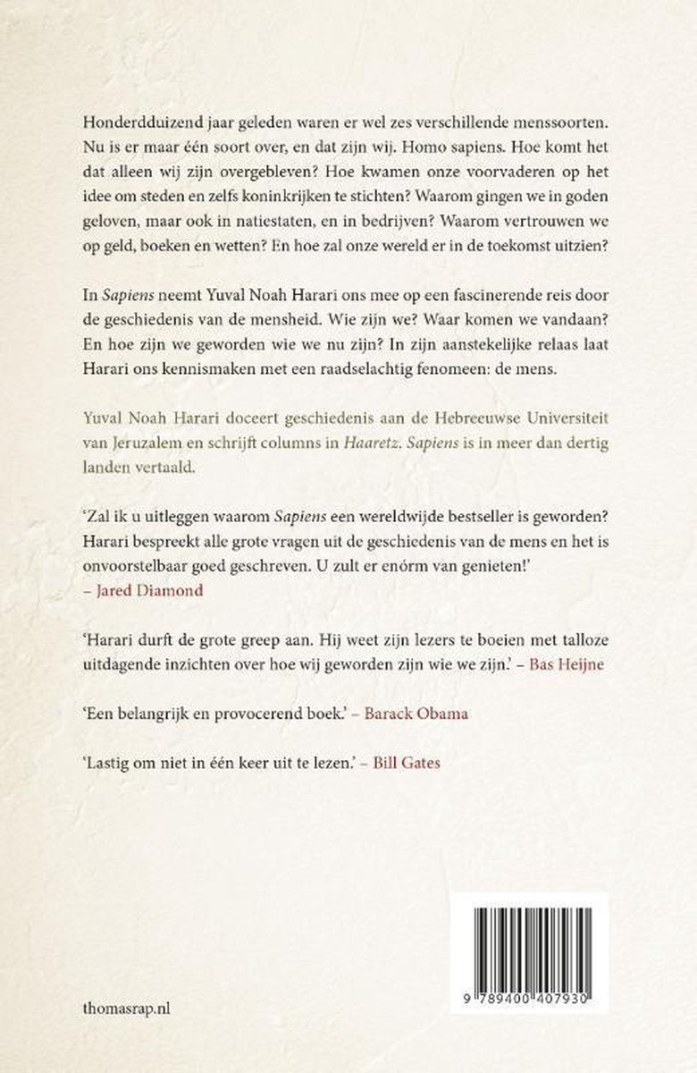 Sapiens - back cover