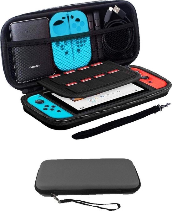 Hoes Geschikt voor Nintendo Switch Case Hard Cover Bescherm Hoesje Koord - Case Geschikt voor Nintendo Switch Hoes - Grijs