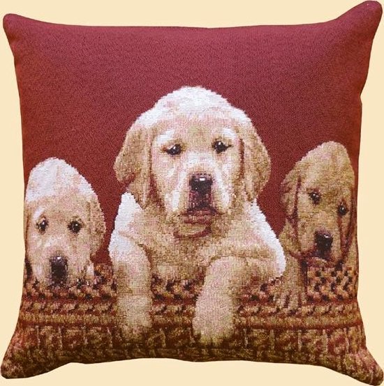 Kussenhoes - Honden - 3 puppies rood - Dogs - 314