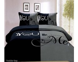 Dekbedovertrek You & Me - 2-Persoons - 200 x 200/220 cm - Grijs