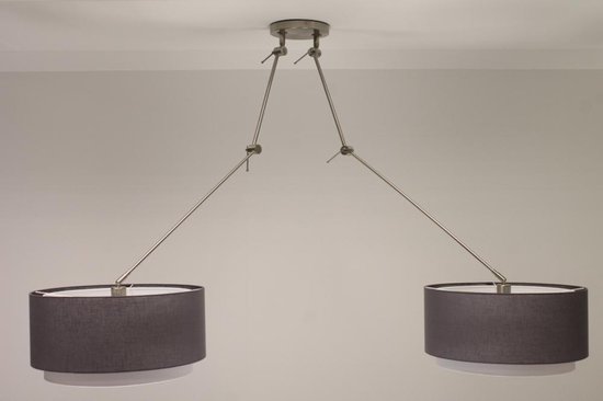 Hanglamp Plafondlamp VOLTA 2-lichts | kap antraciet | bol.com