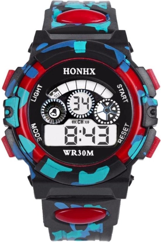 Fako® - Kinderhorloge - Honhx Camouflage - Rood