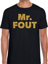 Mr. Fout gouden glitter tekst t-shirt zwart heren - Foute party kleding L