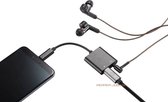 PEPPER JOBS 2-in-1 USB C Male naar USB C laadpoort + AUX 3.5mm Jack Hub Audio Adapter C2PDA - snelladen PD, DAC - zwart 0.15 meter