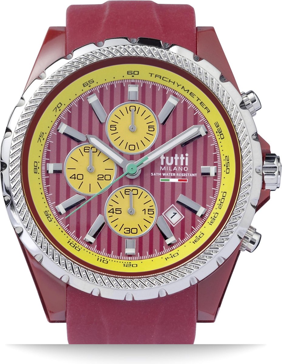 Tutti Milano TM005DR- Horloge - 48 mm - Rood - Collectie Meteora