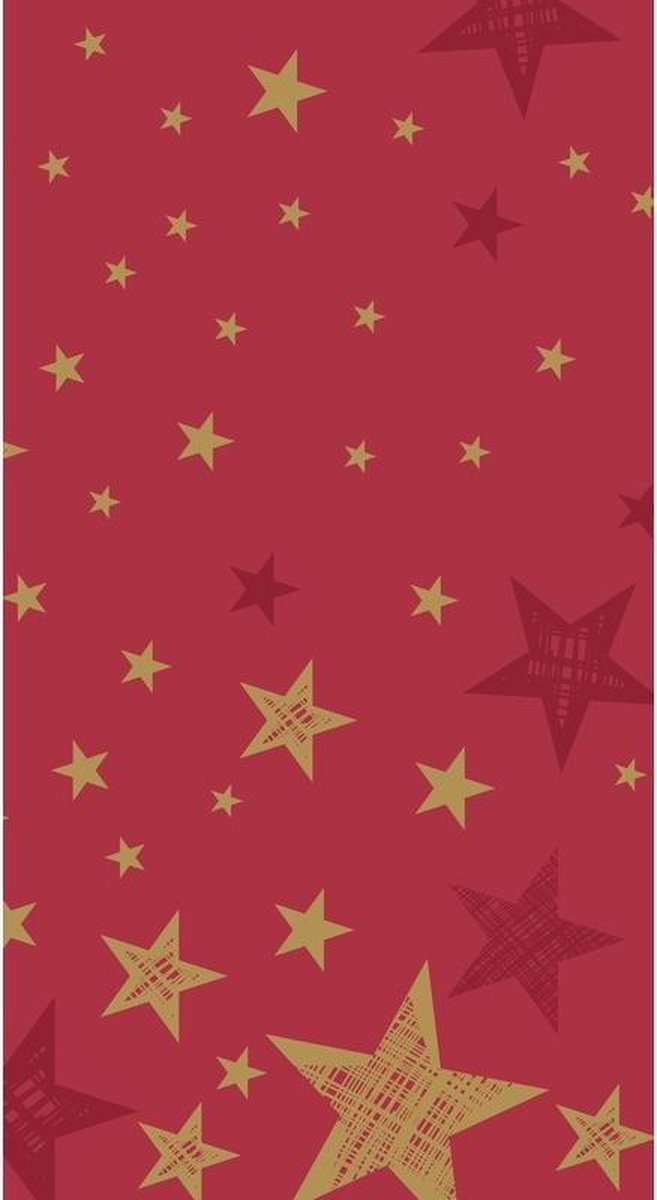 Kerst thema tafellaken/tafelkleed rood/goud sterren 138 x 220 cm - Kerstdiner tafeldecoratie versieringen - duni