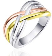 Schitterende Zilveren Ring Gevlochten Rose Goud 16.50 mm. (maat 52) model 172