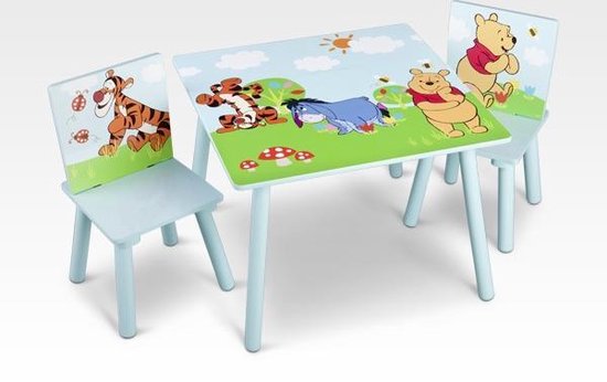 | Winnie the Pooh Tafel met 2 Stoelen Winnie de Poeh Tafel met Stoeltjes Multicolor