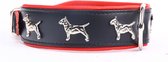 Dog's Companion Leren Halsband - Bull Terriër - Lengte: 45 cm Verstelbaar van: 32-41 cm x 40 mm - Zwart/Rood