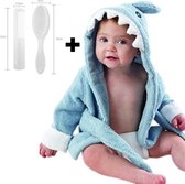 Badjas voor baby - Baby badjas - Baby borstel & kam - Haai - Kraamcadeau
