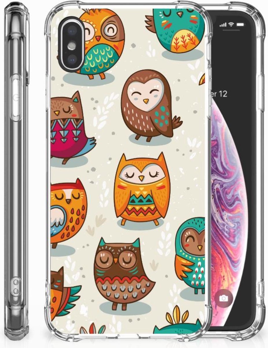 Apple iPhone Xs Max Case Anti-shock Vrolijke Uilen