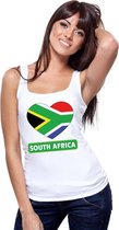 Zuid-Afrika hart vlag singlet shirt/ tanktop wit dames M