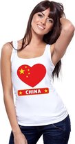 China hart vlag singlet shirt/ tanktop wit dames M