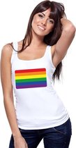 Regenboog vlag singlet shirt/ tanktop wit dames L
