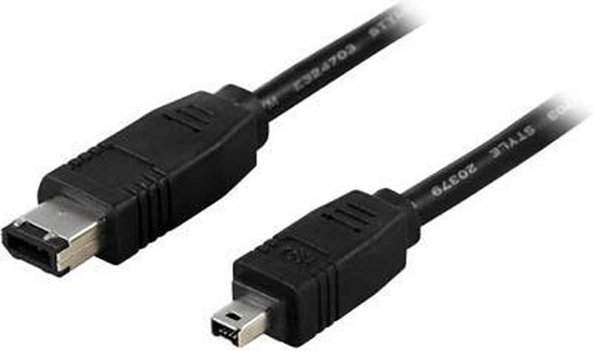 DELTACO FW-8, 4-p 6-p Zwart firewire-kabel, 1m