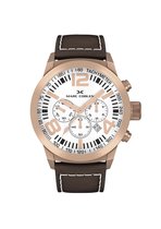Marc Coblen  MC50R4- Horloge - 50 mm - Witte wijzerplaat - Bruine horlogeband