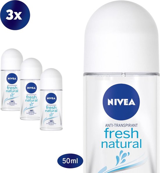 NIVEA Fresh Natural - 3 x 50 ml - Voordeelverpakking - Roller