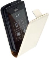 LG L1-2 E410 Leder Flip Case hoesje Wit