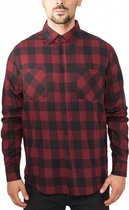 Urban Classics Overhemd -S- Checked Flanell Zwart/Rood