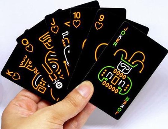 Thumbnail van een extra afbeelding van het spel Speelkaarten glow in the dark (oranje)