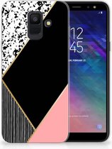Geschikt voor Samsung Galaxy A6 (2018) Uniek TPU Hoesje Black Pink Shapes