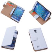 PU Leder Wit Hoesje Samsung Galaxy S4 Book/Wallet Case/Cover