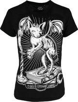 Restyle Dames Tshirt -XL- Ominious Cat Zwart