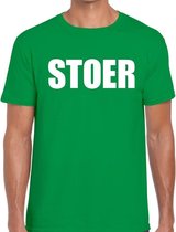 Stoer tekst t-shirt groen heren M