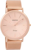 OOZOO Timepieces - Rosé goudkleurige horloge met rosé goudkleurige metalen mesh armband - C9343