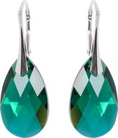 DBD - Zilveren Oorbellen - Druppel - Kristal - Emerald Groen - 22MM  - Anti Allergisch