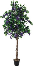 Europalms kunstplant in pot voor binnen - Kunstplant - Bougainvillea - lavendel - kunstbloem - 150cm
