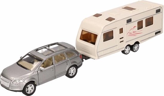 bol.com | Speelgoed grijze Audi Q7 auto met caravan 1:48 - modelauto - auto  schaalmodel