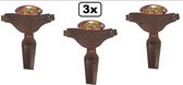 3x Holster wild west enkel bruin volwassen