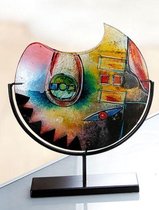 Glazen siervaas Colorconfuso - Tafelvaas - Decoratieve vaas op standaard - 37 cm hoog