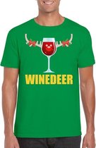 Foute Kerst t-shirt wijntje Winedeer groen voor heren XL
