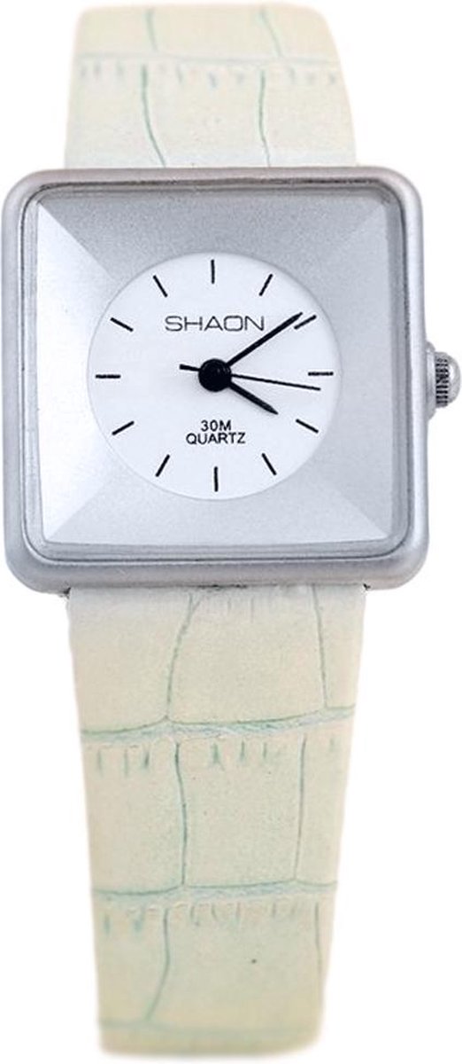 Shaon 35-1014-15 Horloge - Leer - Groen - Ø 26 mm
