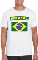 T-shirt met Braziliaanse vlag wit heren L