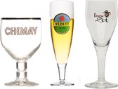 Bierglazen cadeau Trio Glazen Brugse Zot - Chimay - Vedett Bier glas