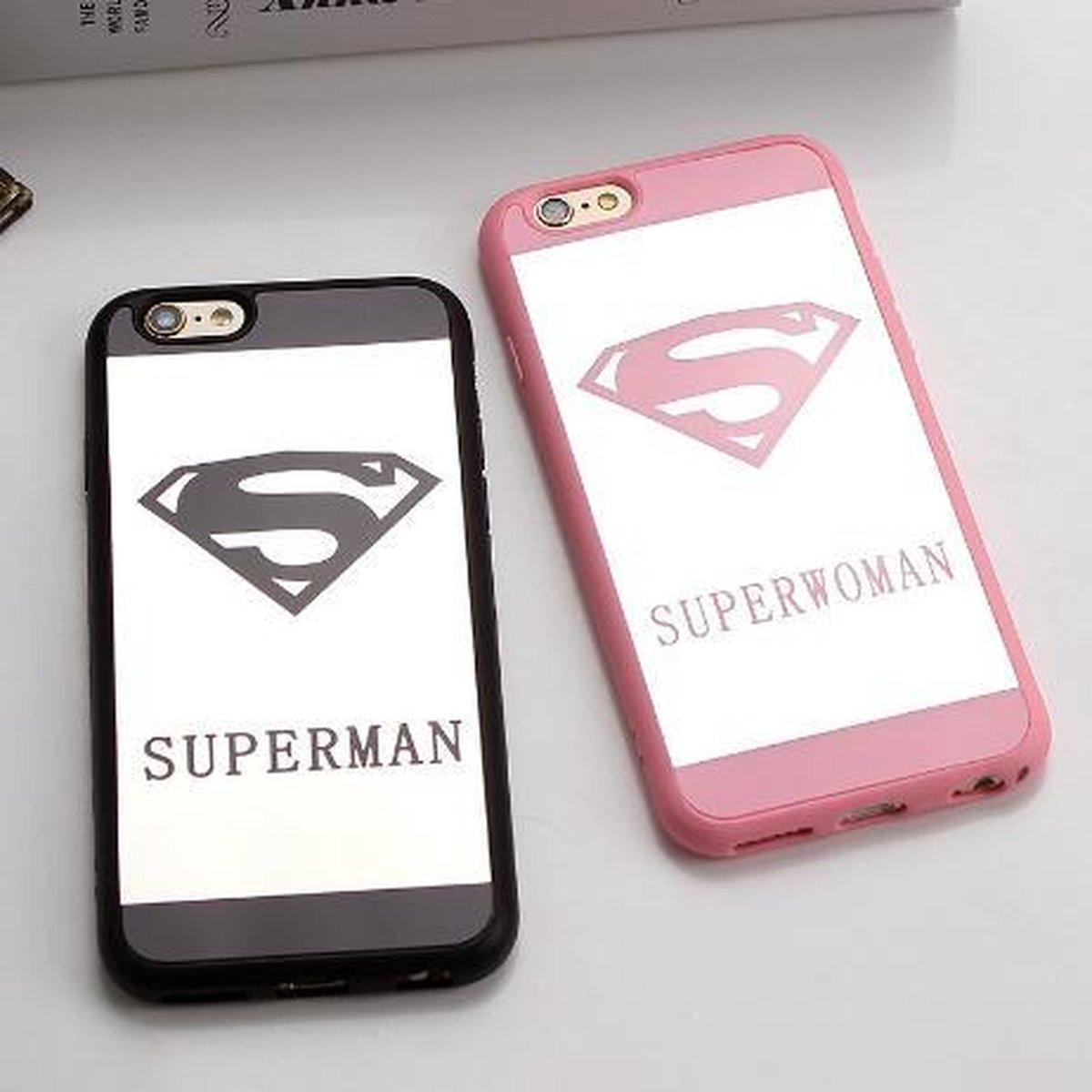 Apple Iphone 5 / 5S / SE2016 Spiegel hoesje (zwart superman)